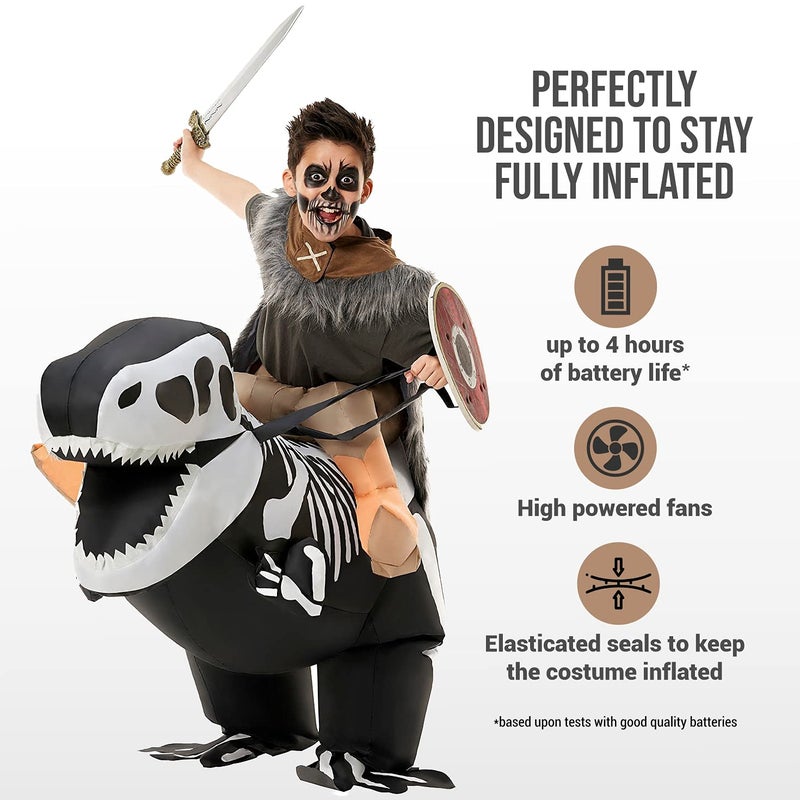 Morph Inflatable Skeleton Dinosaur Costume Kids  TRex Blow Up Skeleton Dinosaur Costume  Inflatable Dino Costume Kids - Image 3